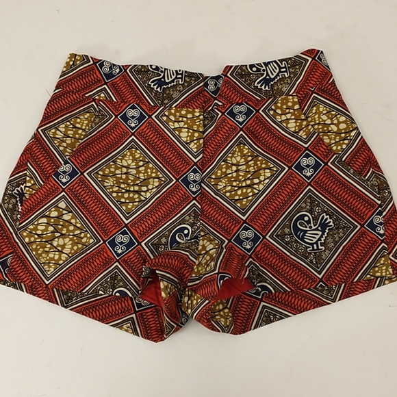 Handmade Wax Print Cotton Short Shorts OOAK  30/31 - Picture 1 of 8